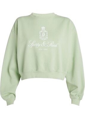 Sporty & Rich Mint Green Cropped Crewneck Sweatshirt